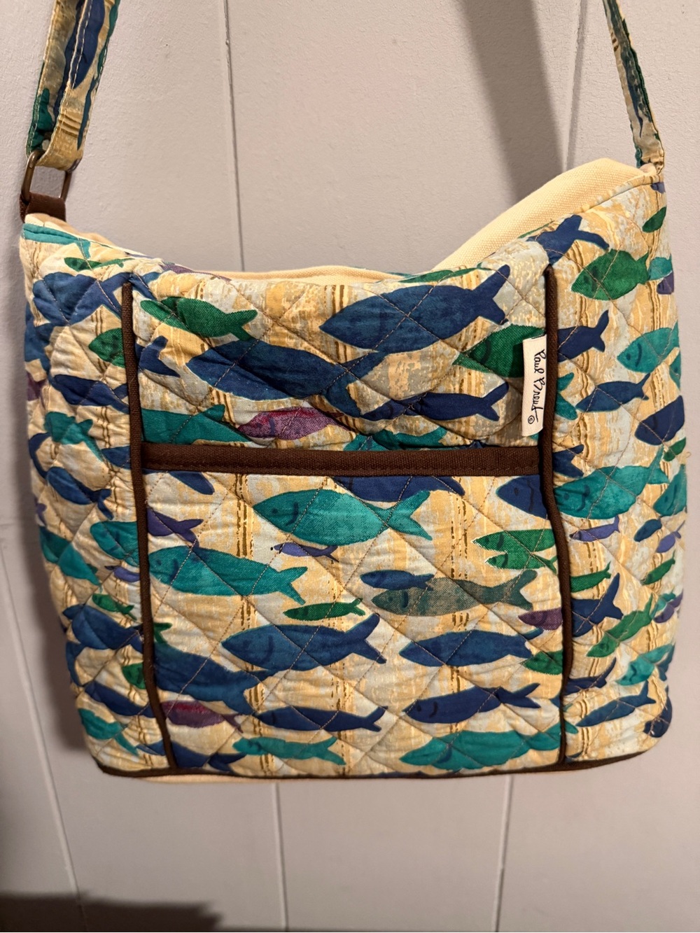 Paul Brent Sun n Sand Quilted Fish Purse Bag Hippie Artsy Bohemian Beach Resort